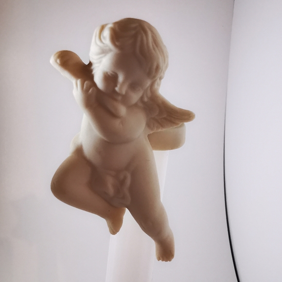 Pair Vintage Partylite Bisque Porcelain Cherub Angel Candle Followers / Huggers - Picture 11 of 14